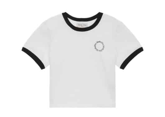 Matin Kim Circle Logo Ringer Crop Tee White Black TS016