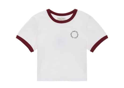 Matin Kim Circle Logo Ringer Crop Tee White Red TS016