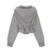Matin Kim String Detail Crop Zip Up Hoodie Grey JP011 - Image 2