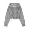 Matin Kim String Detail Crop Zip Up Hoodie Grey JP011