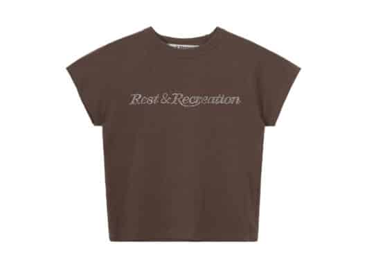 Rest & Recreation Crystal Logo Crop Tee Brown