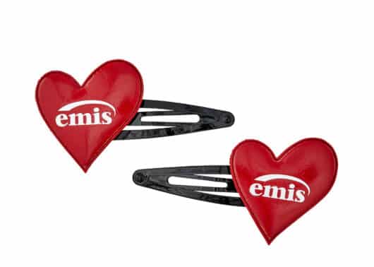 Emis Heart Hairpin Red (Set of 2) front view