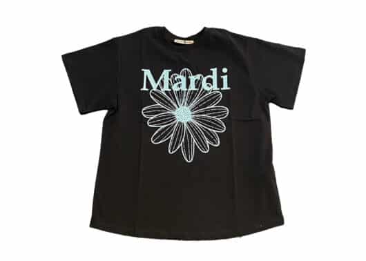 Mardi Mercredi FlowerMardi Tee Black Sky