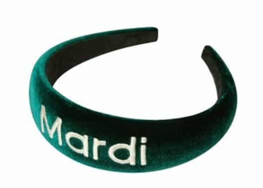 Mardi Mercredi Logo Embellishment Hair Band Velvet Green Cream