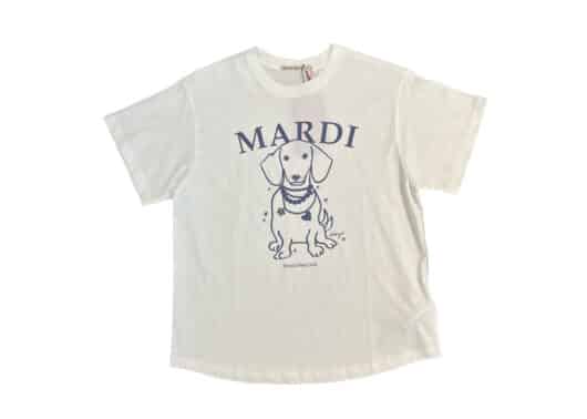 Mardi Mercredi Swing The Tail DDANJI Pearl Necklace Tee Ivory Navy