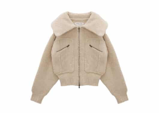 Matin Kim Balloon Silhouette Collar Knit Cardigan Jacket Beige CD027