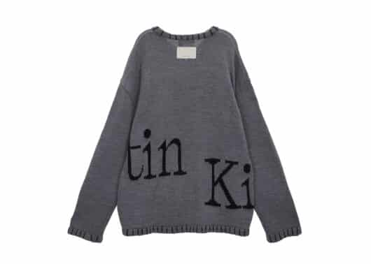 Matin Kim Big Logo Stitch Knit Crewneck Grey PO014 - Image 2