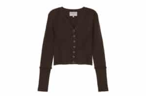 Matin Kim Cut Out Detailed Knit Cardigan Brown CD005