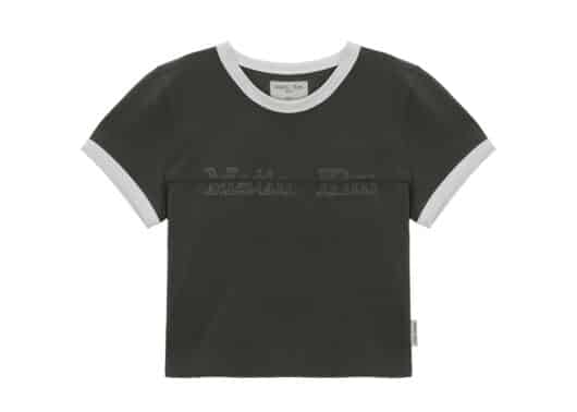 Matin Kim Cutted Logo Ringer Crop Tee Charcoal TS012