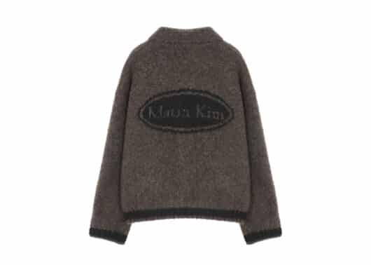 Matin Kim Downy Collar Knit Cardigan Dark Brown CD023