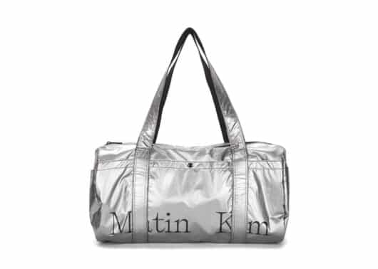 Matin Kim Glossy Logo Sporty Duffel Bag Silver BG008