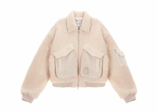 Matin Kim Knit Mixed Teddy Crop Jumper Beige JP046 front view
