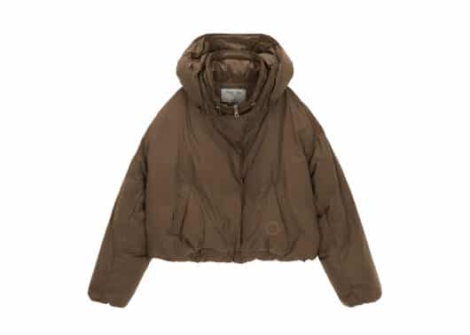 Matin Kim Layered Short Down Jumper Brown DW006 front view
