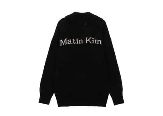 Matin Kim Loose Pique Knit Pullover Black PO003