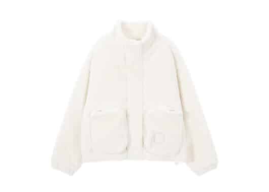 Matin Kim Out Pocket Fuzzy Puffer Jumper Ivory JP052 front view