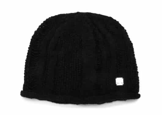Matin Kim Stripe Chunky Beanie Black HT001