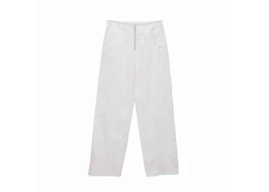 Matin Kim Wavy Stitch Zipper Cotton Pants White PT038