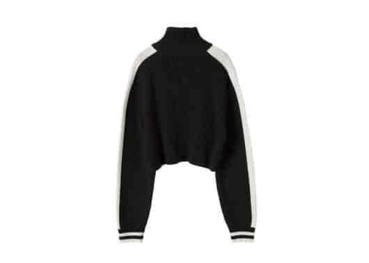 Rest & Recreation Half Zip-Up Crop Knit Top Black - Image 2