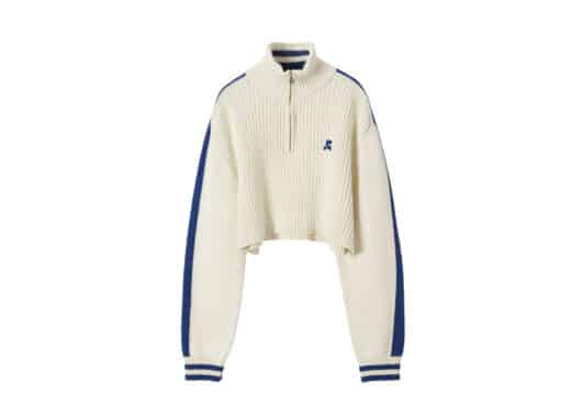 Rest & Recreation Half Zip-Up Crop Knit Top Ivory