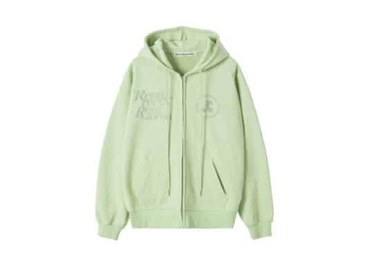 Rest & Recreation Logo Stitch Zip-Up Hoodie Yellowish Green