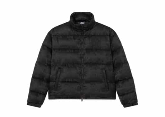 A Few Good Kids Allover Logo Puffer Jacket Black front view