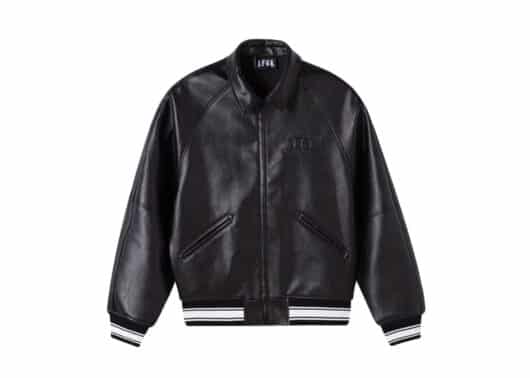 A Few Good Kids Three Angel Baseball Leather Jacket Black (2024) front view
