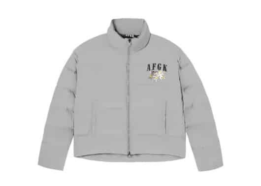 A Few Good Kids Three Angels Puffer Jacket grey front view