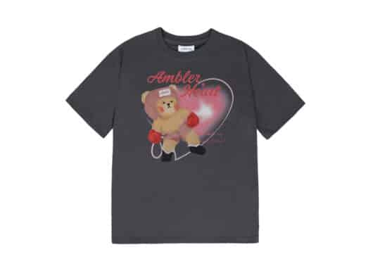 Ambler Heart Racing Bear Tee Dark Grey AS1109 front view