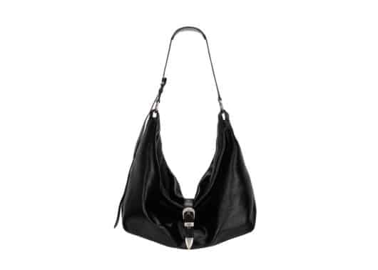 Marge Sherwood Belted Hobo Black Glossy Plain
