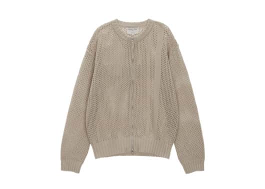 Matin Kim Back Logo Jacquard Knit Zip Up Beige CD021 - Image 2