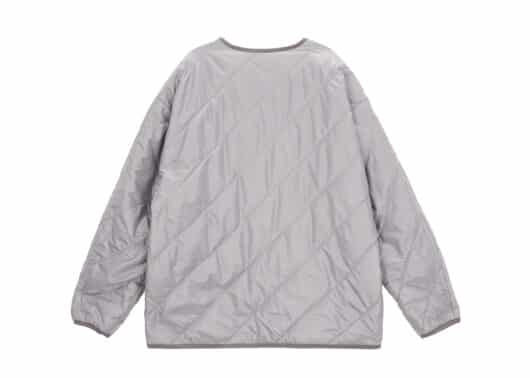 Matin Kim Collarless Quilting Zip Up Jumper Light Grey JP051 - Image 2