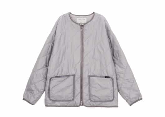 Matin Kim Collarless Quilting Zip Up Jumper Light Grey JP051