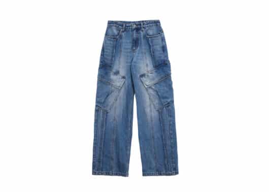 Matin Kim Cutted Cargo Denim Pants Blue DN041