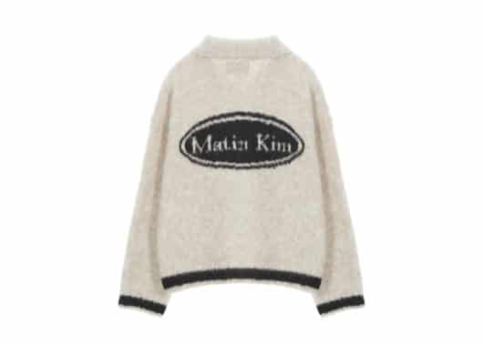 Matin Kim Downy Collar Knit Cardigan Beige CD023