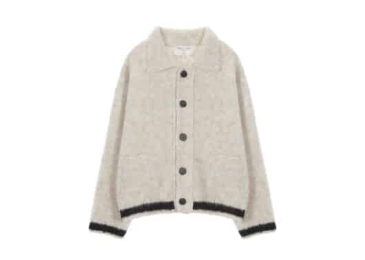 Matin Kim Downy Collar Knit Cardigan Beige CD023 - Image 2