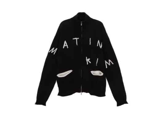 Matin Kim Embroidery Logo Knit Zip Up Black CD004
