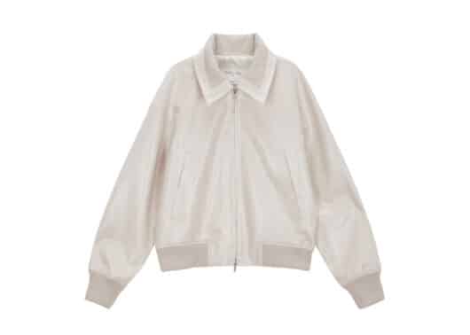 Matin Kim Knit Collar Faux Leather Jumper Ivory JP029
