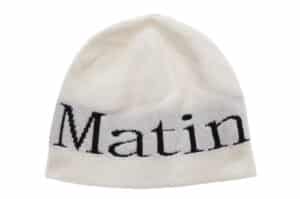 Matin Kim Logo Jacquard Short Beanie White HT006