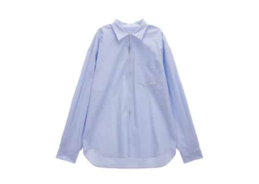 Matin Kim Open Collar Zip Up Shirt Sky SH001