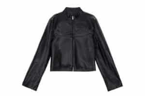 Matin Kim Oval Logo Racing Leather Jumper Black JP030