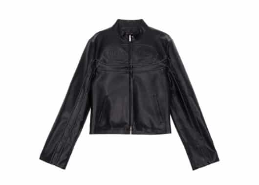 Matin Kim Oval Logo Racing Leather Jumper Black JP030