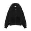 Matin Kim Pigment Dying Logo Hoody Zip Up Black JP019 front view