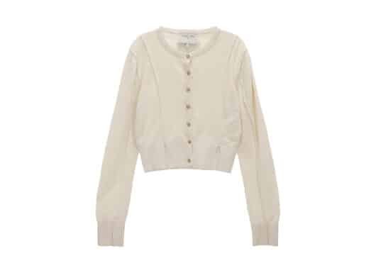 Matin Kim Pintuck Point Knit Cardigan Ivory CD018 front view