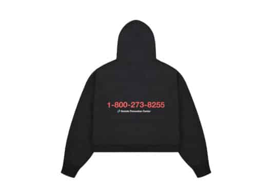 Project G:R SPC Cropped Distressed Zip Hoodie Washed Black back view