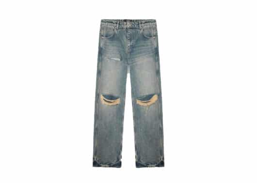 Represent R3D Destroyed Baggy Denim Jeans Blue Cream
