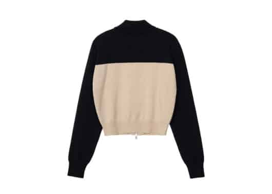 Rest & Recreation 2-Tone Zip-Up Cardigan Beige - Image 2