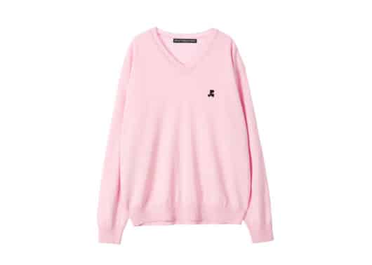 Rest & Recreation Logo Oversize V Neck Top Pink