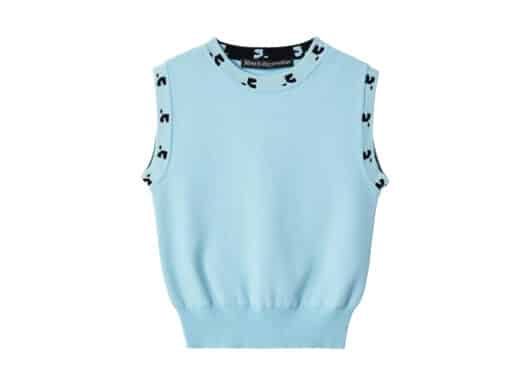 Rest & Recreation Logo Sleeveless Knit Top Sky Blue front view