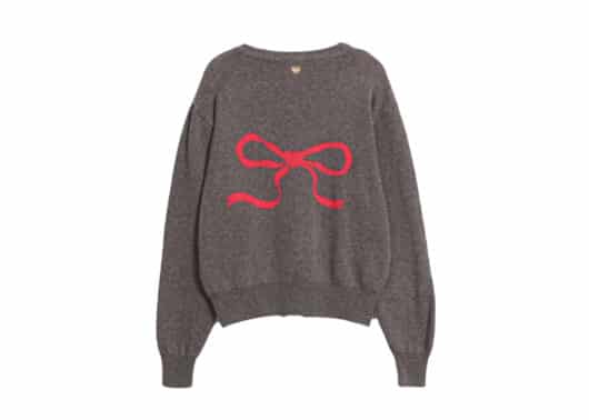 Ronron Heart Ribbon Jacquard Knit Cardigan Brown back view