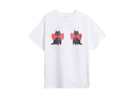 Ronron Ribbon Cats Tee White front view